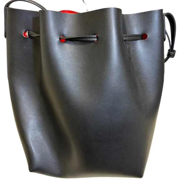 MANSUR GAVRIEL Black Leather Bucket Bag Large Flamma Red Interior - Picture 2 of 6